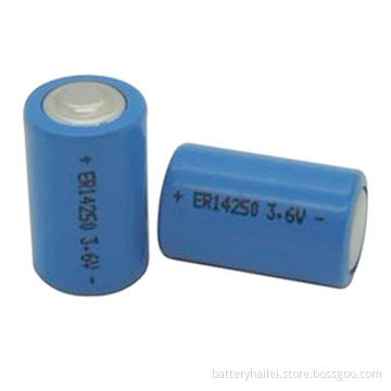 ER14250 1/2AA type Li-SOCl2 battery with 3.6V voltage and 1200mAh capacity, used for electric meter